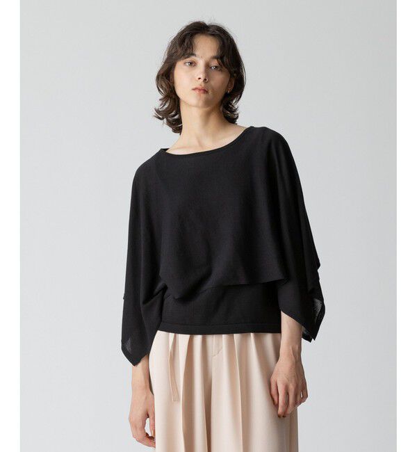 allureville「ケープスリーブ プルオーバー」|ニット・セーター|ブラック