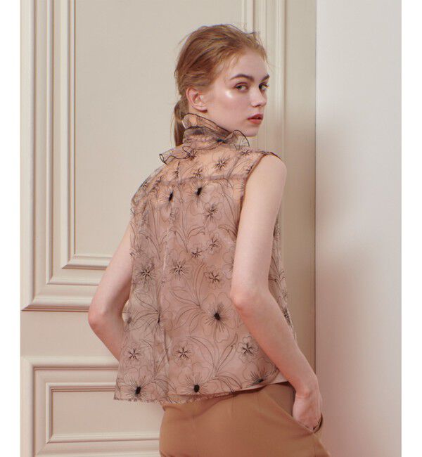 LOULOU WILLOUGHBY「【LOULOU WILLOUGHBY】オーガンジーフラワー刺繍ブラウス」|シャツ・ブラウス|