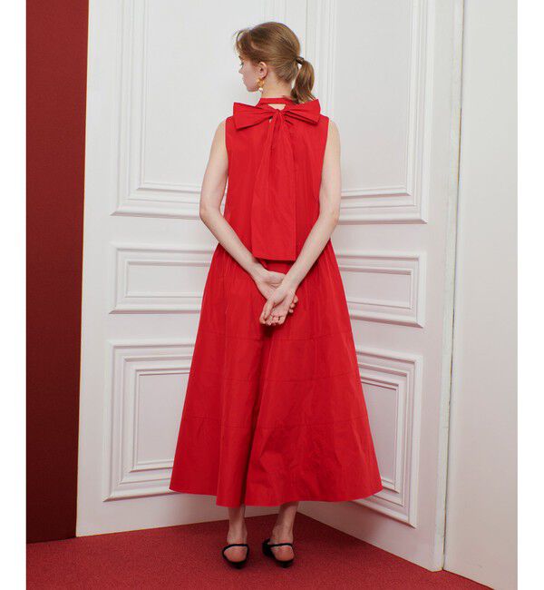 LOULOU WILLOUGHBY「【LOULOU WILLOUGHBY】バックリボンタフタワンピース」|ワンピース|