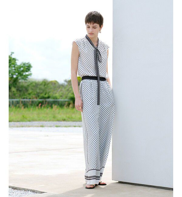 allureville「パネルドットプリントパンツ」|チノ|ブラック