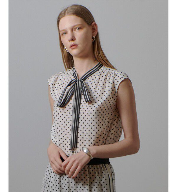 allureville「パネルドットプリントボウタイブラウス」|シャツ・ブラウス|