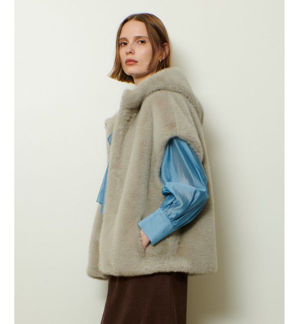 allureville「フェイクミンクファーフーディーブルゾン」|ブルゾン・スタジャン|