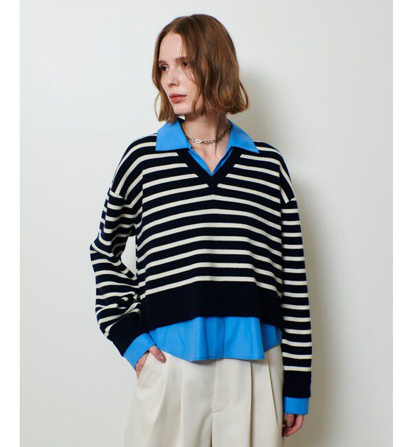 allureville「フェイクレイヤードスキッパープルオーバー」|ニット・セーター|