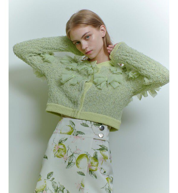 LOULOU WILLOUGHBY「【LOULOU WILLOUGHBY】ペタルパピヨンカーディガン」|カーディガン|イエロー