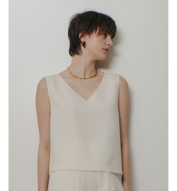 allureville「【ATELIER Line】ダブルクロスショートVネックプルオーバー」|シャツ・ブラウス|