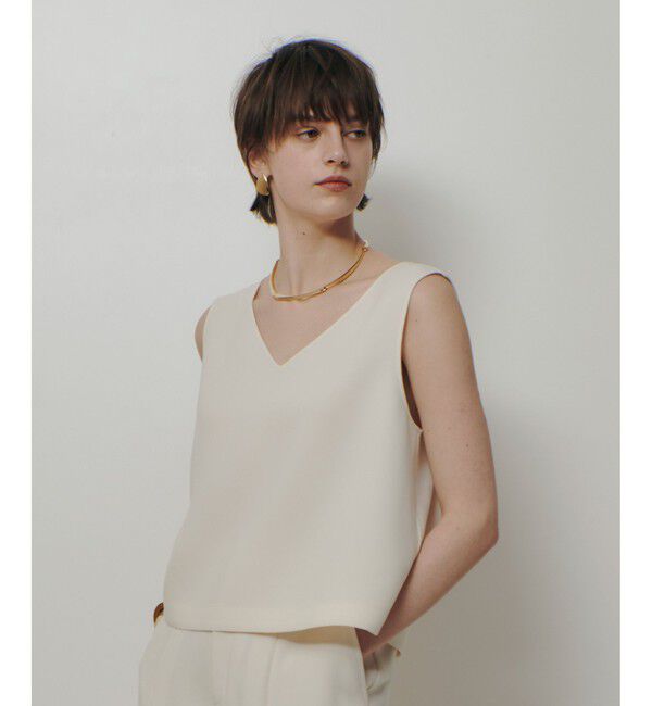 allureville「【ATELIER Line】ダブルクロスショートVネックプルオーバー」|シャツ・ブラウス|