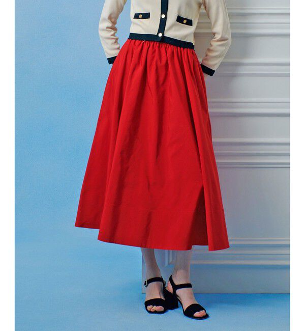 LOULOU WILLOUGHBY「【LOULOU WILLOUGHBY】ポリエステルコットングログランギャザースカート」|スカート|レッド