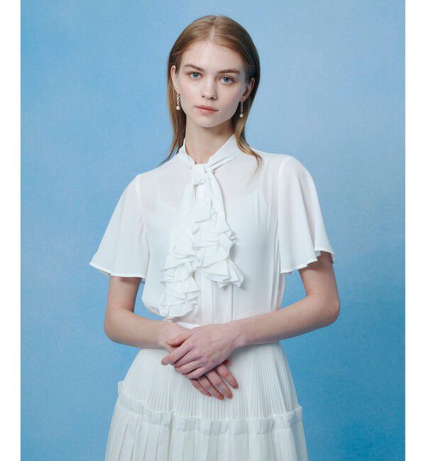 LOULOU WILLOUGHBY「【LOULOU WILLOUGHBY】ペタルフリルフレアスリーブブラウス」|シャツ・ブラウス|