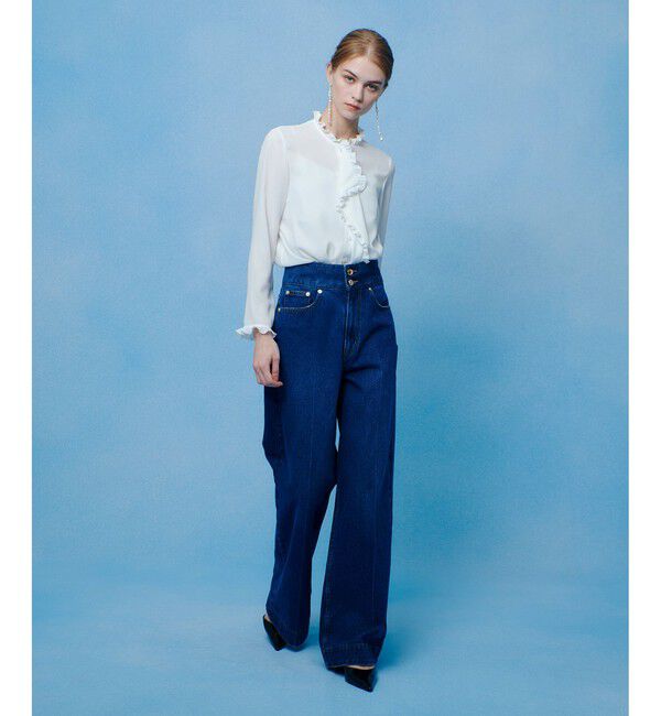 LOULOU WILLOUGHBY「【LOULOU WILLOUGHBY】ヘムフリルドレープブラウス」|シャツ・ブラウス|