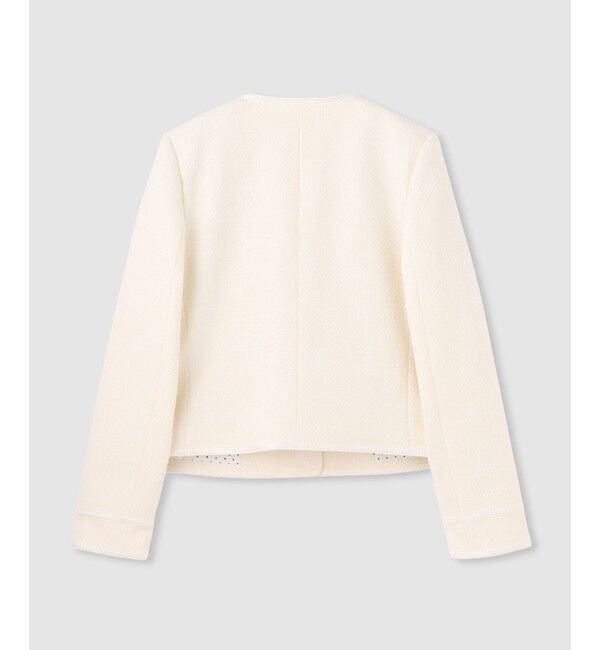 LOULOU WILLOUGHBY「【LOULOU WILLOUGHBY】ツイードツイルクルージャケット」|ノーカラージャケット|