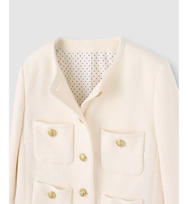 LOULOU WILLOUGHBY「【LOULOU WILLOUGHBY】ツイードツイルクルージャケット」|ノーカラージャケット|