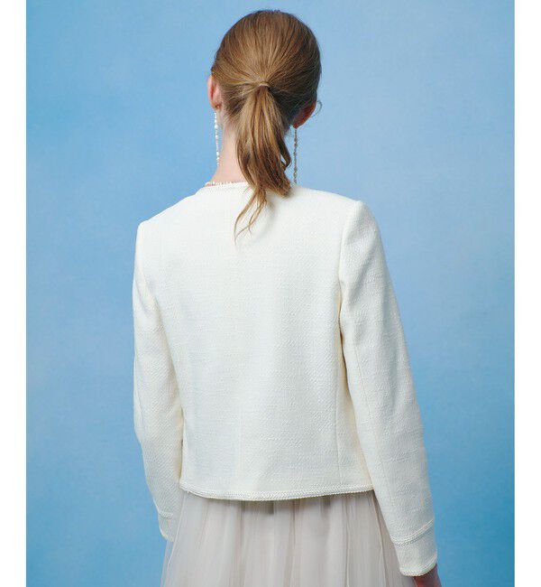 LOULOU WILLOUGHBY「【LOULOU WILLOUGHBY】ツイードツイルクルージャケット」|ノーカラージャケット|