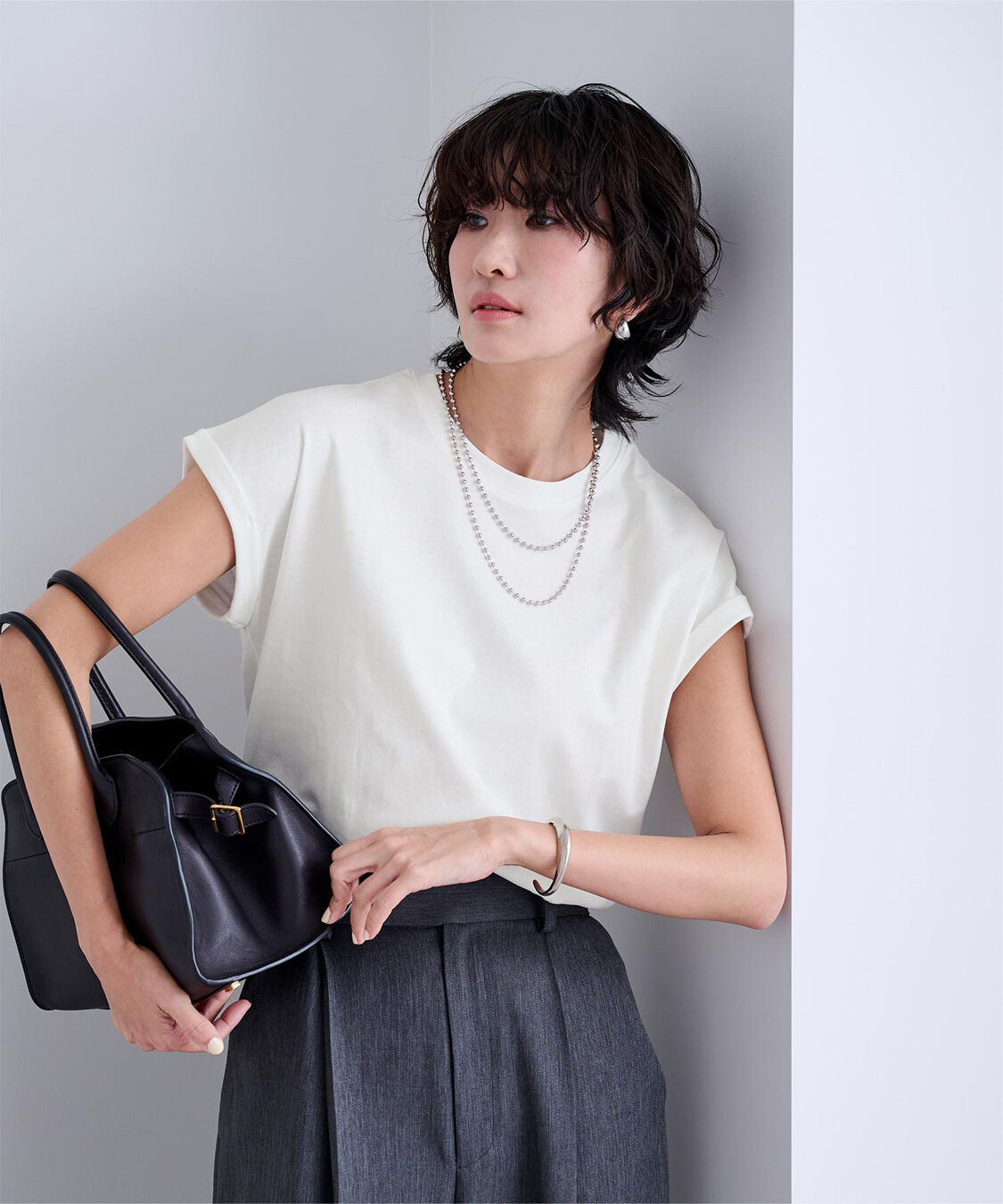 ur's「汗染み防止ダブルカフスTシャツ」|Tシャツ・カットソー|ホワイト