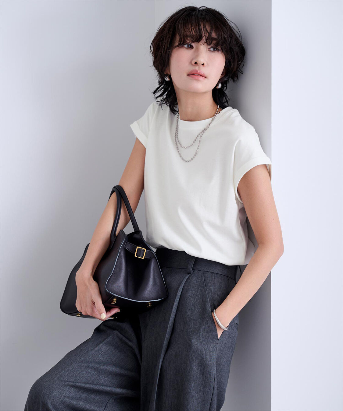 ur's「汗染み防止ダブルカフスTシャツ」|Tシャツ・カットソー|