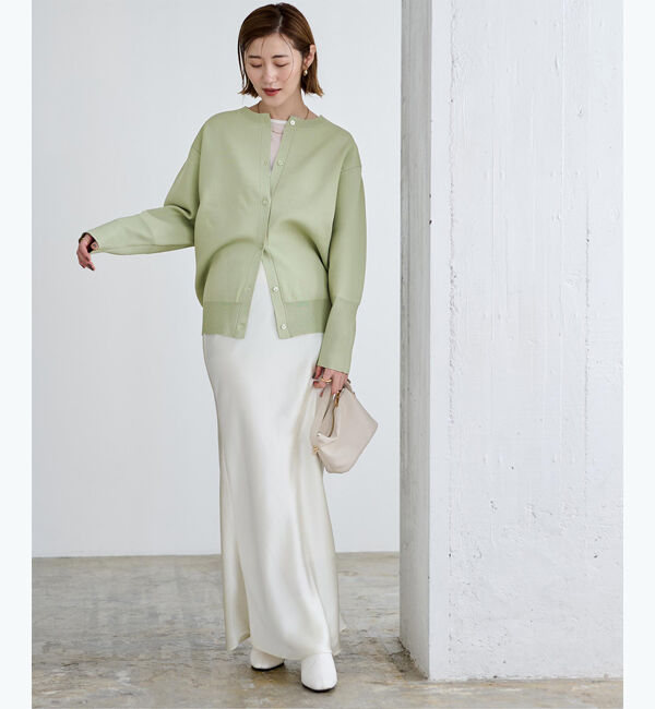 ur's「スポンディッシュラウンドネックニットカーディガン」|ニット・セーター|ライトグリーン