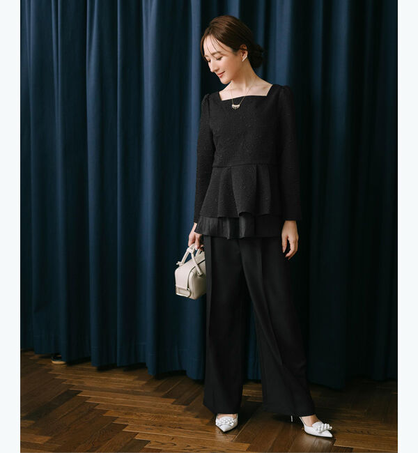 ur's「【星玲奈さんコラボアイテム】ふくれジャガードティアードペプラムトップス」|Tシャツ・カットソー|