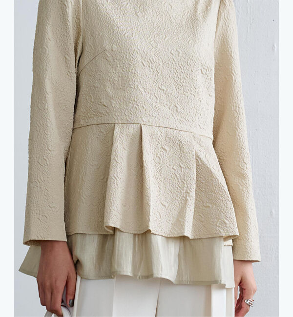 ur's「【星玲奈さんコラボアイテム】ふくれジャガードティアードペプラムトップス」|Tシャツ・カットソー|