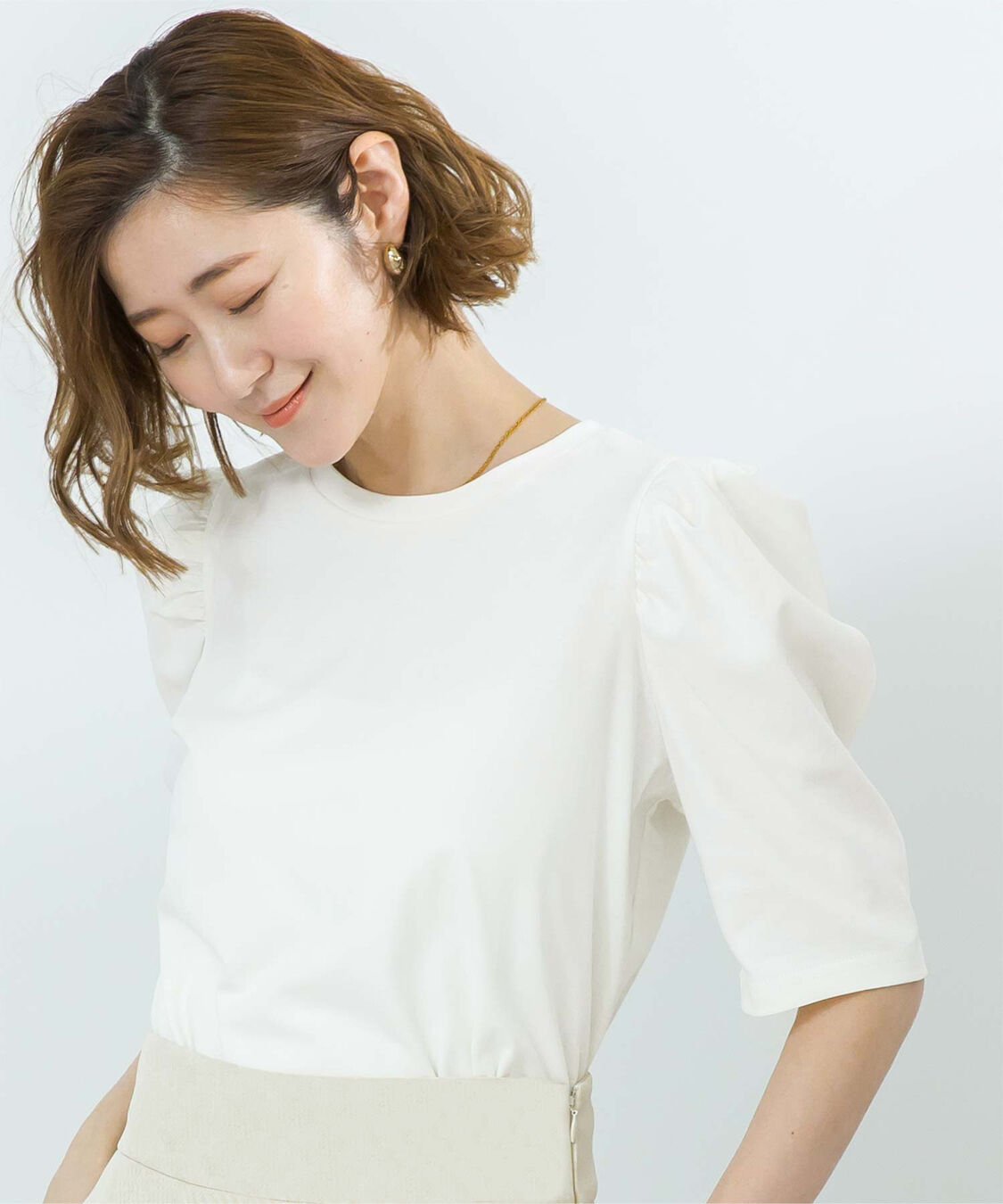 ur's「汗染み防止パフスリーブTシャツ」|Tシャツ・カットソー|ホワイト