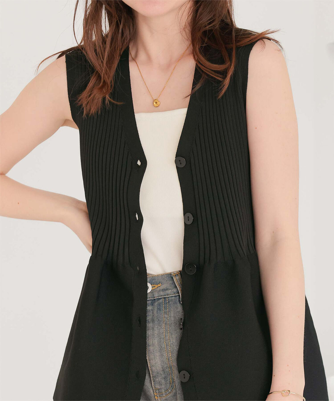 titivate「前後2wayノースリーブペプラムニットトップス」|ニット・セーター|