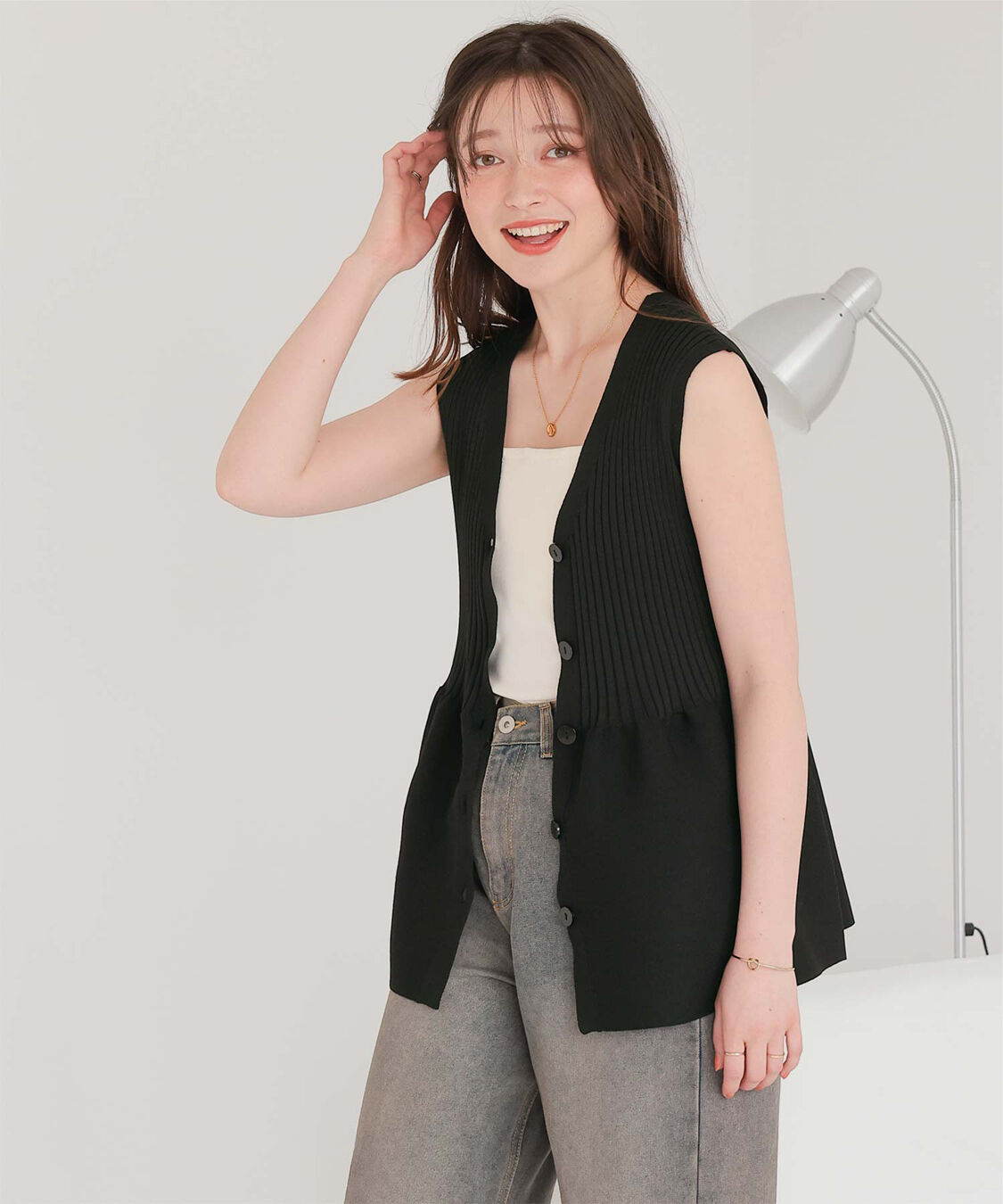 titivate「前後2wayノースリーブペプラムニットトップス」|ニット・セーター|