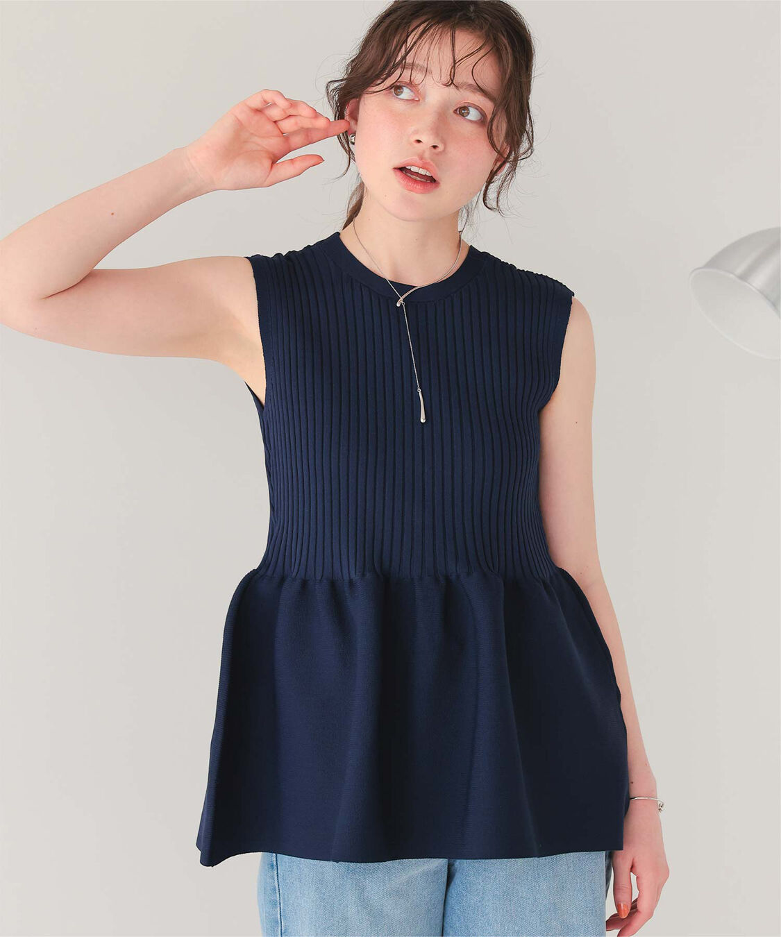 titivate「前後2wayノースリーブペプラムニットトップス」|ニット・セーター|