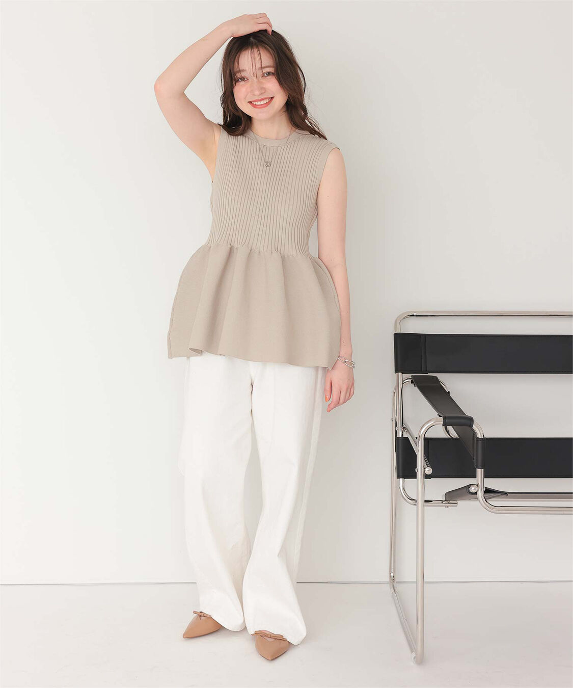 titivate「前後2wayノースリーブペプラムニットトップス」|ニット・セーター|