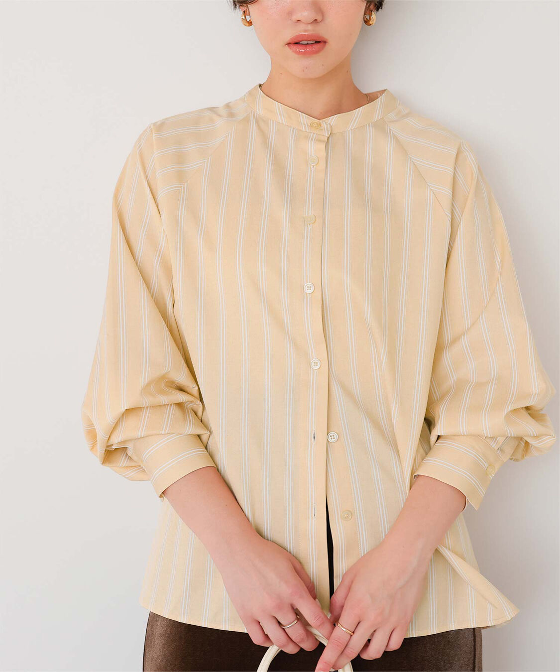 titivate「バックフリルバンドカラーシャツ」|シャツ・ブラウス|
