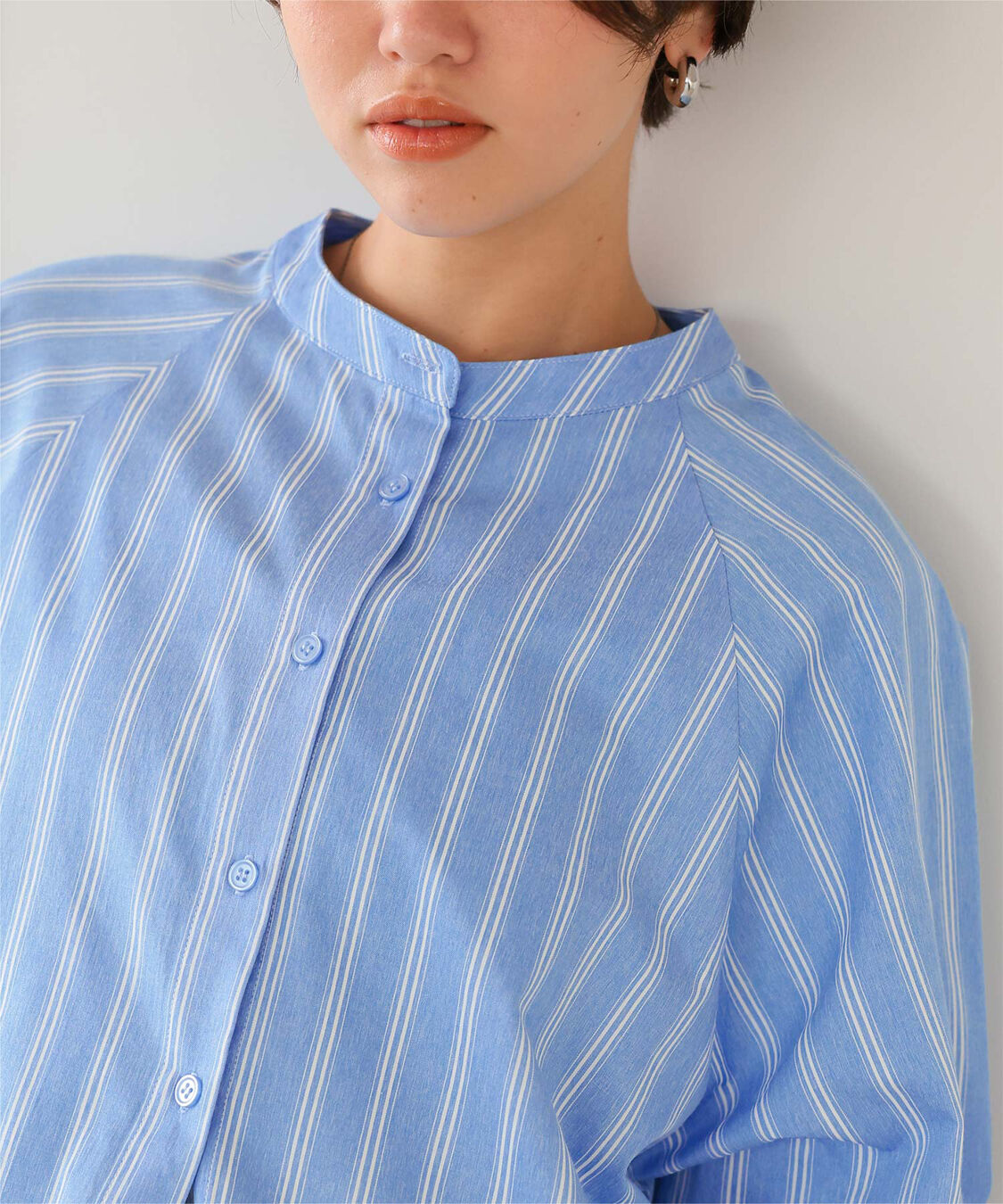 titivate「バックフリルバンドカラーシャツ」|シャツ・ブラウス|