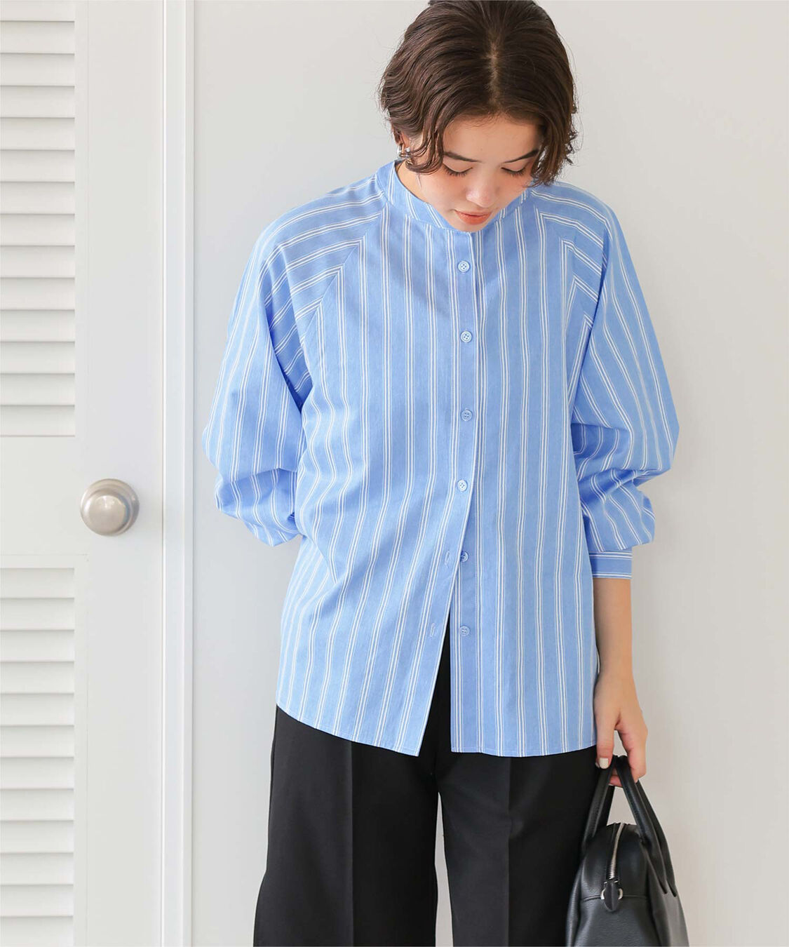 titivate「バックフリルバンドカラーシャツ」|シャツ・ブラウス|