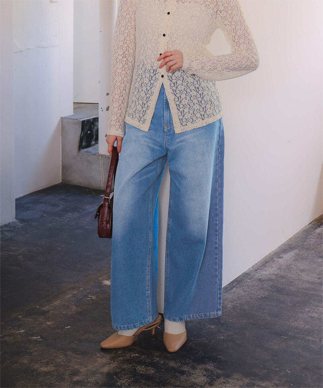 titivate「ワイドルーズデニムパンツ」|デニム|