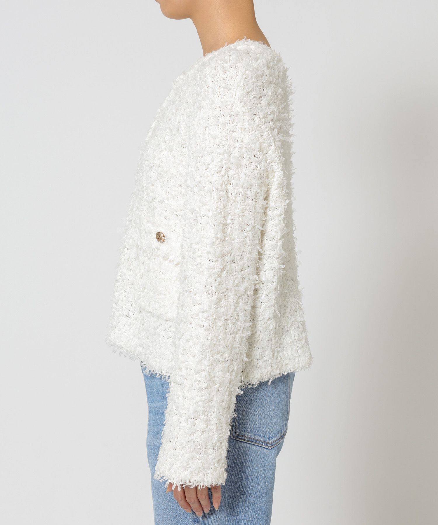 BABYLONE「ツイードニットジャケット」|ノーカラージャケット|