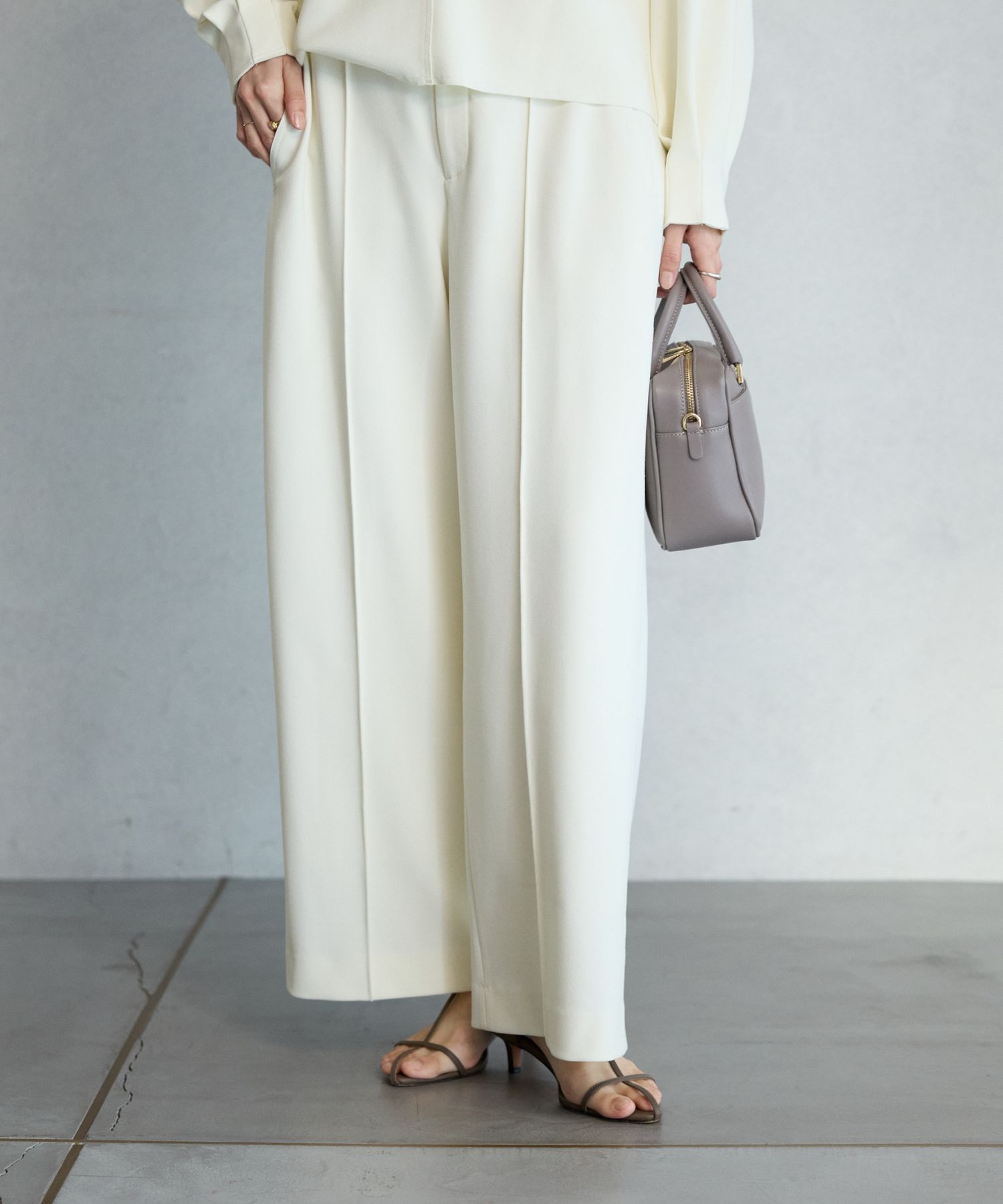 BABYLONE「【多機能素材】ジョーゼットスラックス」|スラックス|ﾎﾜｲﾄ