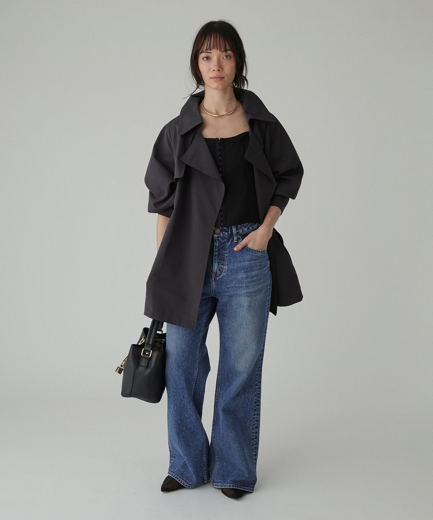 BABYLONE「【多機能素材】タイプライターショートトレンチ」|トレンチコート|