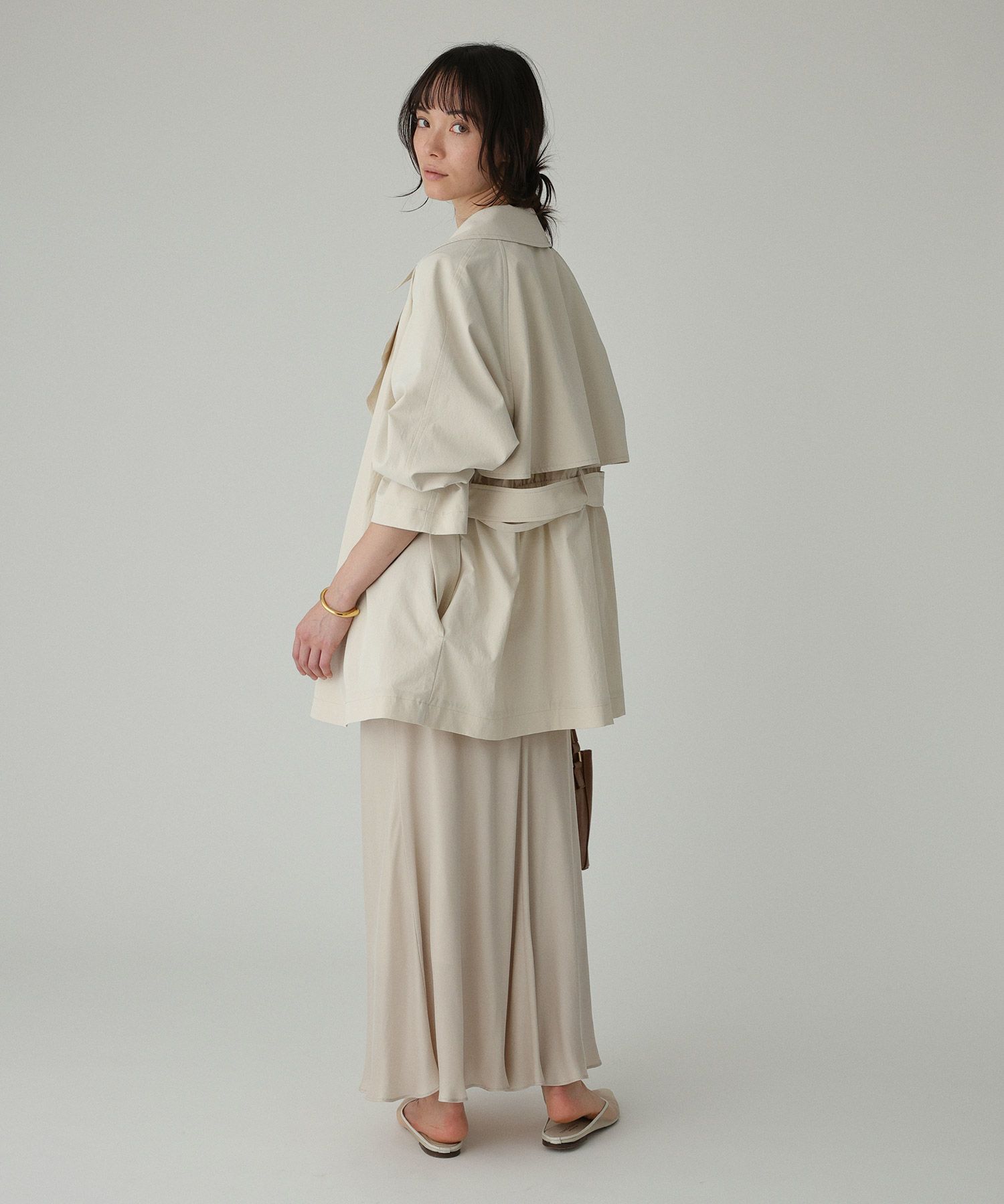 BABYLONE「【多機能素材】タイプライターショートトレンチ」|トレンチコート|