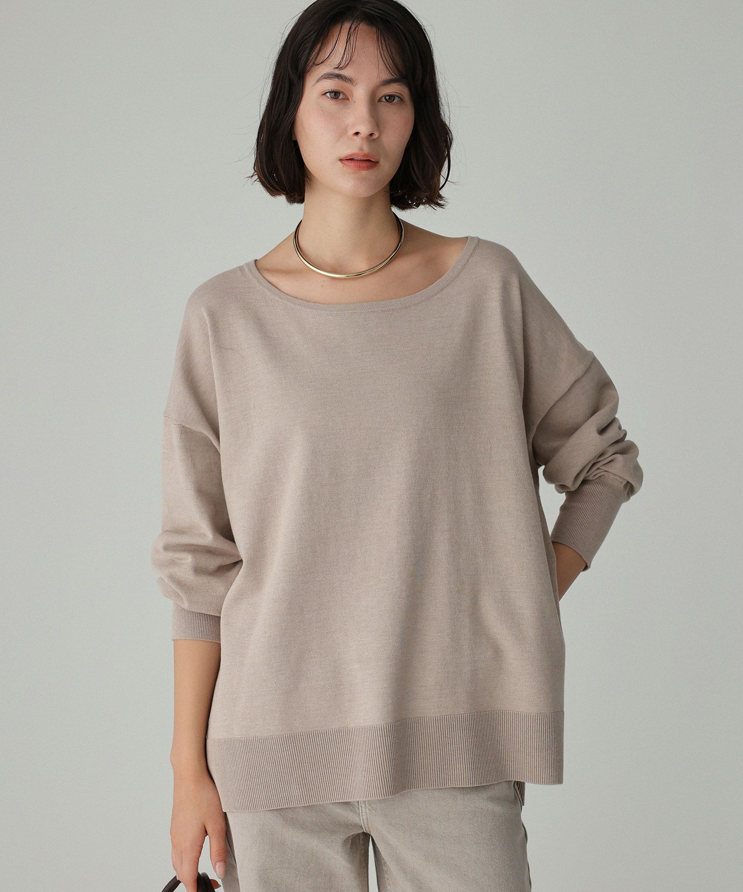 BABYLONE「コットンアクリルボートプルオーバー」|ニット・セーター|ｸﾞﾚｰｼﾞｭ