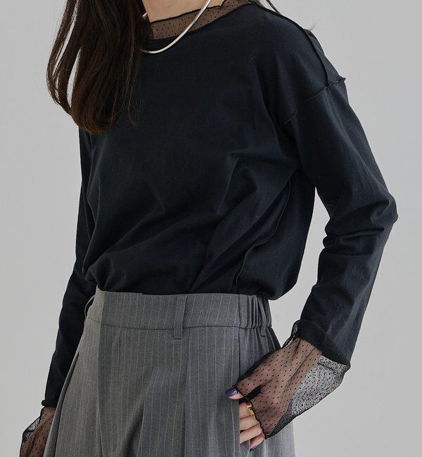  「【リバイバル】ドットチュールドッキングレイヤードカットソー」|Tシャツ・カットソー|ブラック