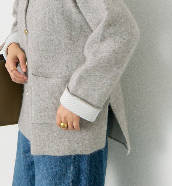  「Wフェイスニットノーカラーハーフコート」|その他|