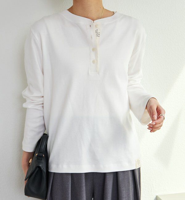 「スムース起毛2WAYヘンリーネックカットソー」|プルオーバー|オフホワイト