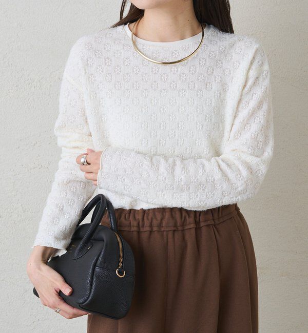  「シャギー花柄ストレッチジャガードプルオーバー」|プルオーバー|