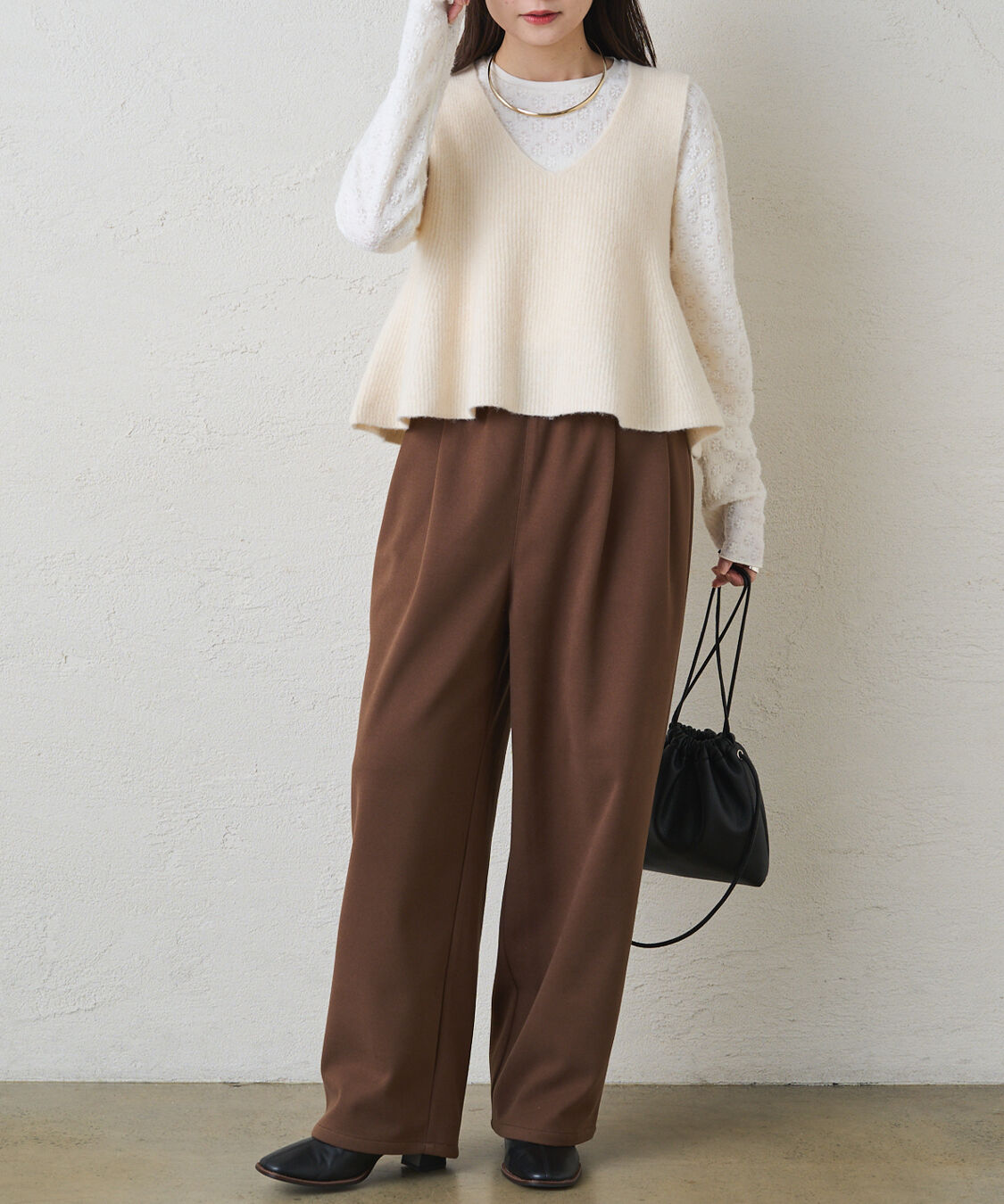  「シャギー花柄ストレッチジャガードプルオーバー」|プルオーバー|