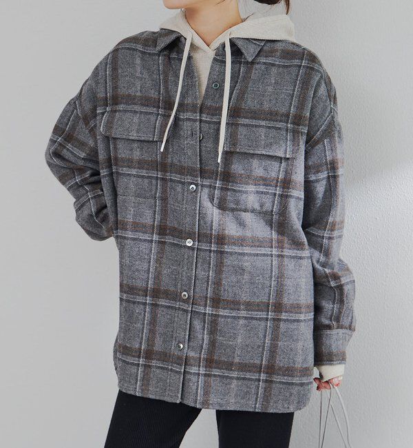  「起毛チェックシャツ」|シャツ・ブラウス|グレー系その他