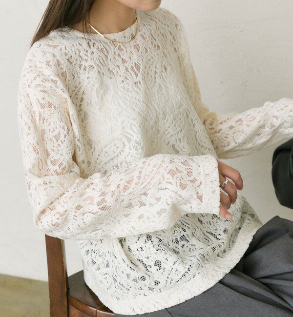 「モールペイズリーストレッチレースプルオーバー」|プルオーバー|アイボリー