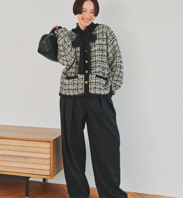  「ツィードライクニットカーディガン」|カーディガン|