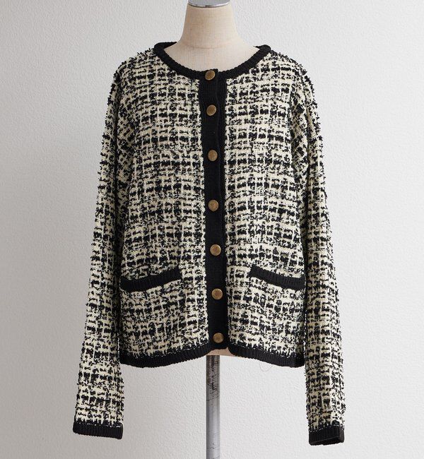  「ツィードライクニットカーディガン」|カーディガン|