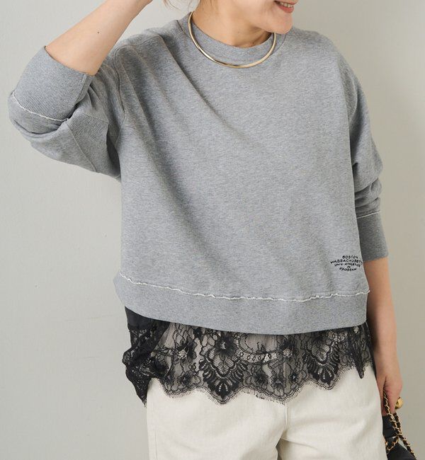  「ロゴ刺繍ショートスウェット」|プルオーバー|グレー