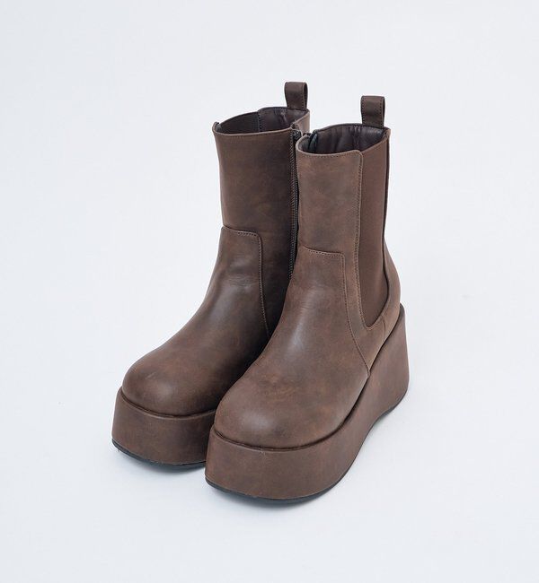  「【マイナス3キロ見え】サイドゴアボリュームソールショートブーツ」|その他|