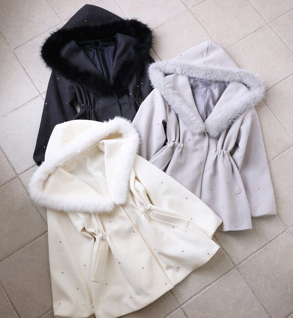  「フードフェイクファービジューミドルコート」|その他|