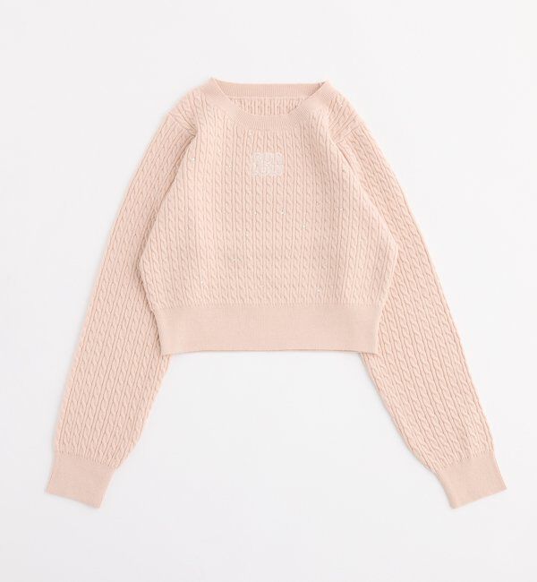  「キラキラ付ロゴ刺繍ケーブルニット」|ニット・セーター|