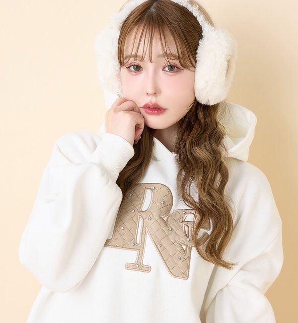  「キルティングロゴゆるパーカー」|プルオーバー|オフホワイト