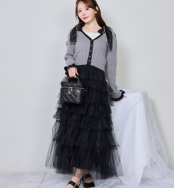  「段々チュールロングスカート」|スカート|